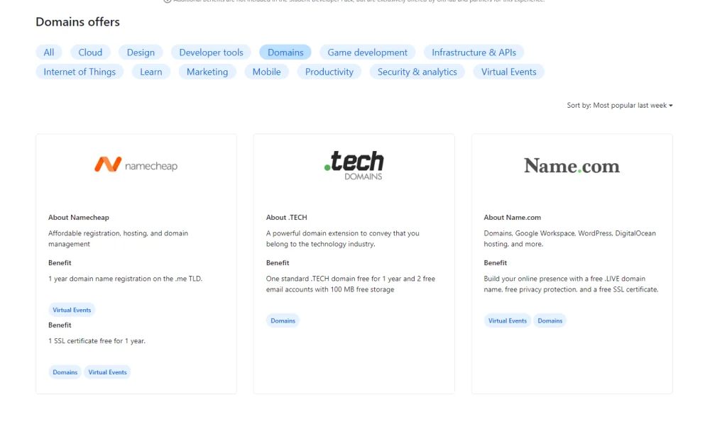 free domain providers on github education