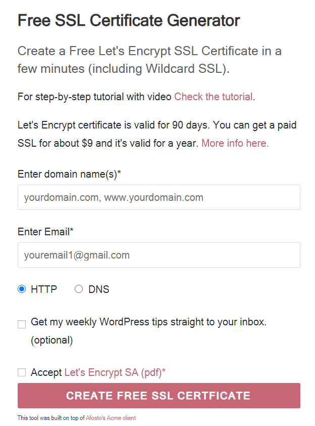 free ssl cerificate generator punchsalad