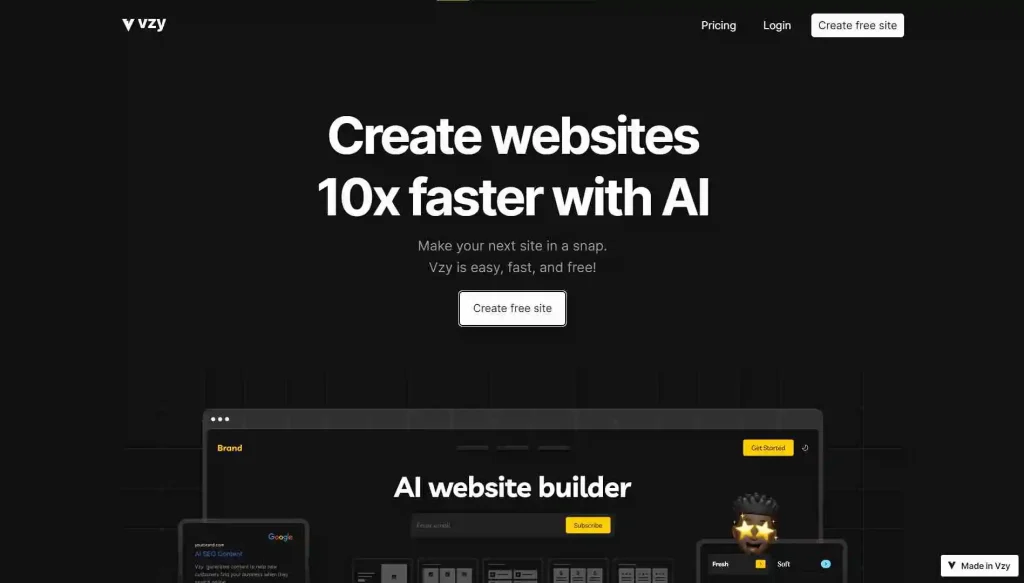 Free AI Website builder Homepage